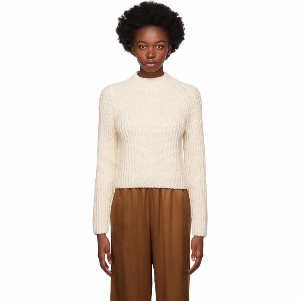 Vince Off-White Raglan Sleeve Mock Neck Sweater